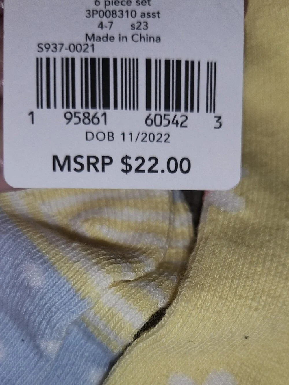 NWT Carter's Girls 6-Pack Patterned Cotton Crew Socks